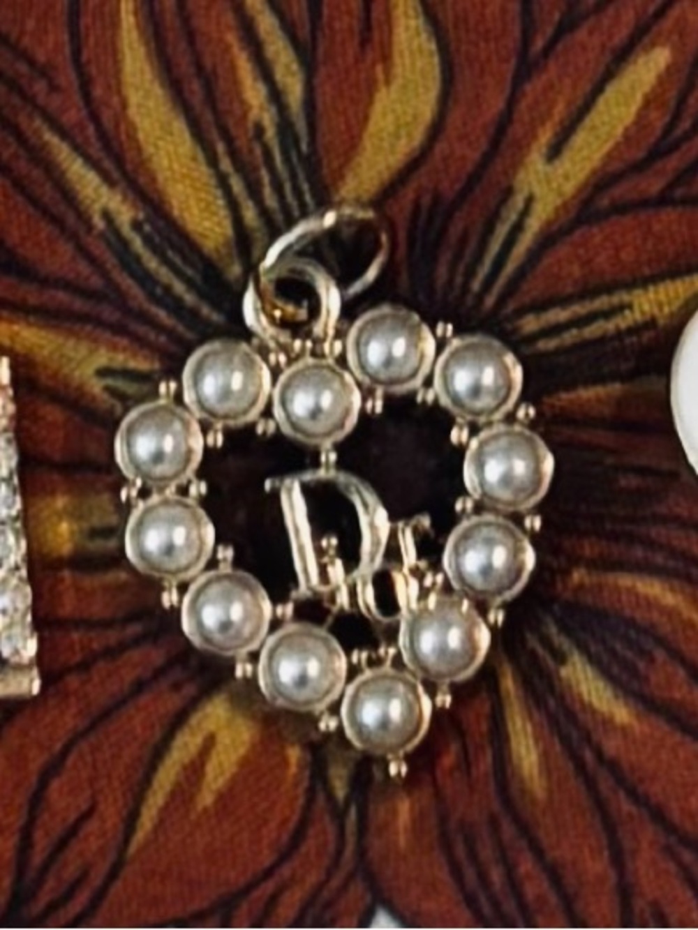Dior Gold-Tone Pearl Wreath Pendant!